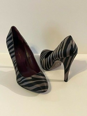 Jessica Simpson Black/Gray Zebra Print 4'' inch Heel Woman's Pump Size 8.5 New!
