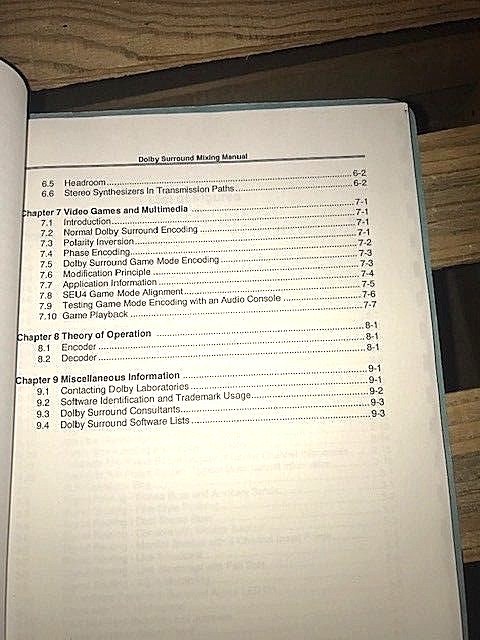 DOLBY SURROUND SOUND MIXING MANUAL PART # 91536