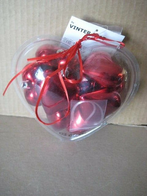 IKEA ISLENSKA Heart Shaped Holiday Christmas Tree Ornament Set 9-pcs. Red
