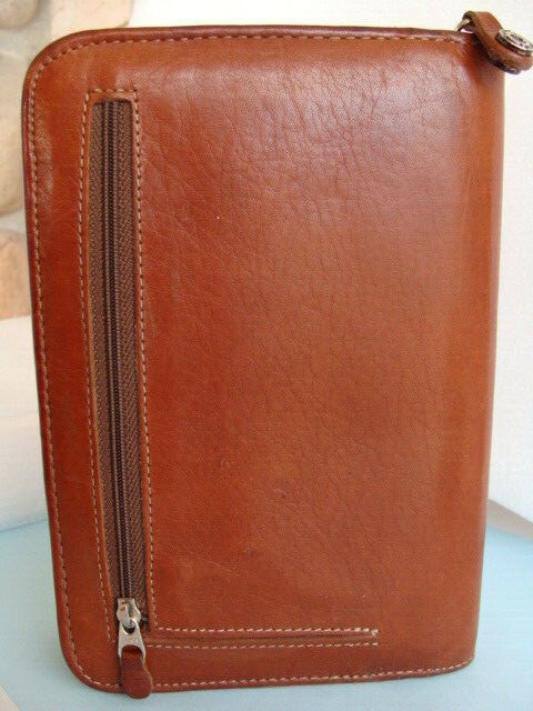 Pocket Size | Brown LEATHER Deluxe FRANKLIN COVEY ZIP ~Notepad Planner Organizer