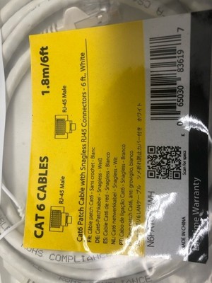 StarTech.com 6 ft White Cat6 Cable with Snagless RJ45 Connectors - Cat6 Ethernet