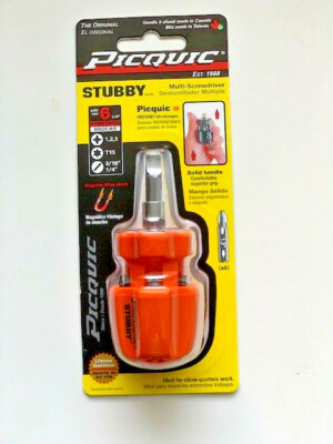 PICQUIC STUBBY Multi Bit Screwdriver Ideal for the Kitchen drawer Orange Opaque 