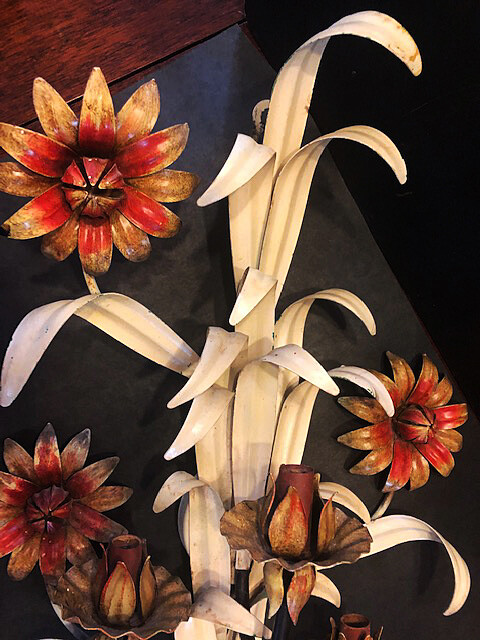 Vintage Montalto Italy Electric Wall Sconce, 3 light, Italian Tole