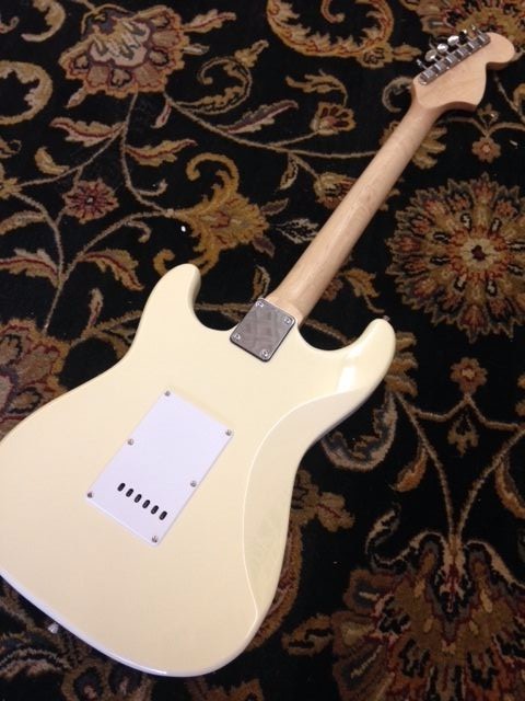 CUSTOM REVERSE STYLE STRAT CBS HEADSTOCK 6 STRING ELECTRIC GUITAR VINTAGE IVORY