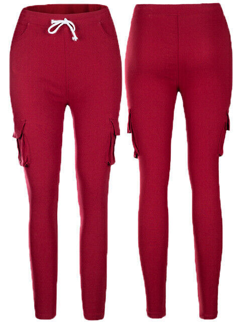 Womens Summer Cargo Combat Trousers Ladies Slim Fit Sports Casual Joggers Pants
