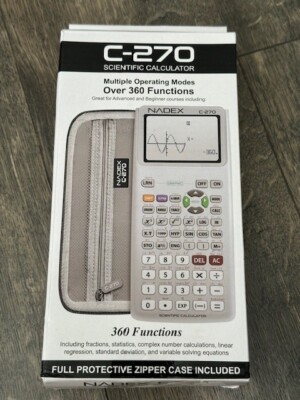 Nadex C-270 Scientific Calculator Graph 360 Functions Black Case Large Open New