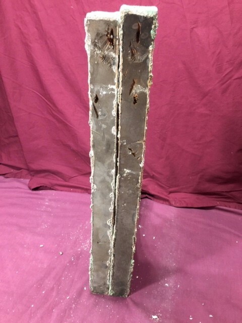 Vintage wood corbels, pair, white and green chippy paint