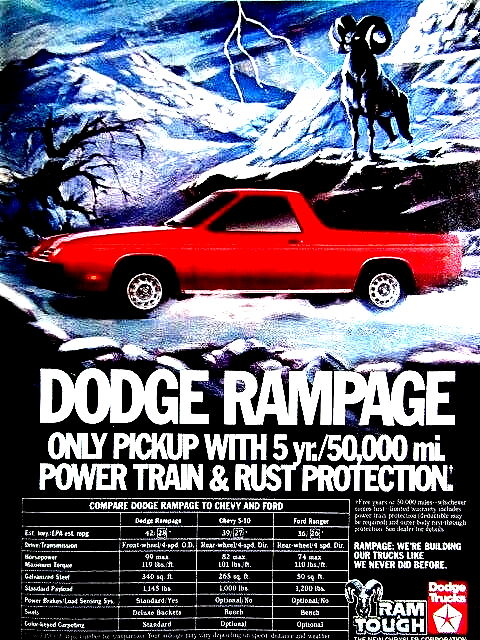 1983 Dodge Rampage Pick Up ? Vintage Original Print Ad 8.5 x
