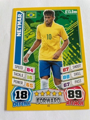 Neymar Jr. 2014 Match Attax World Cup Base Card (Brazil)