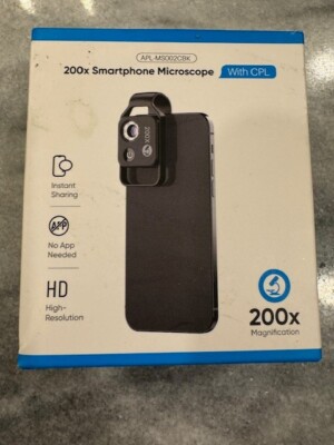200X Phone Mini Pocket Microscope with LED 200X without CPL Black
