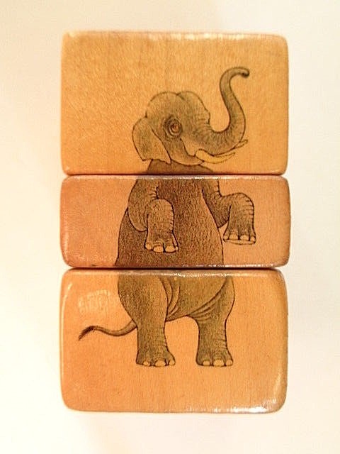 Vintage Sevi Italy Krogufant Wood Puzzle Block 2 1/2 Inch