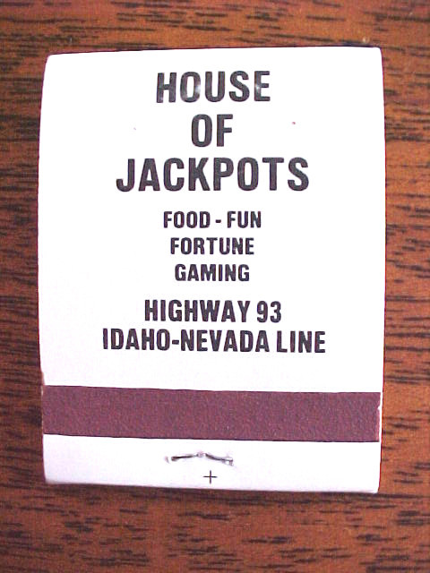 BOOK MATCHES,  CLUB 93 JACKPOT, NEVADA