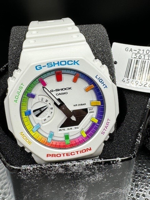 Pre-owned G-shock Casio Shock White Rainbow, Casio Custom Watch Casioak Mod Modified Watch