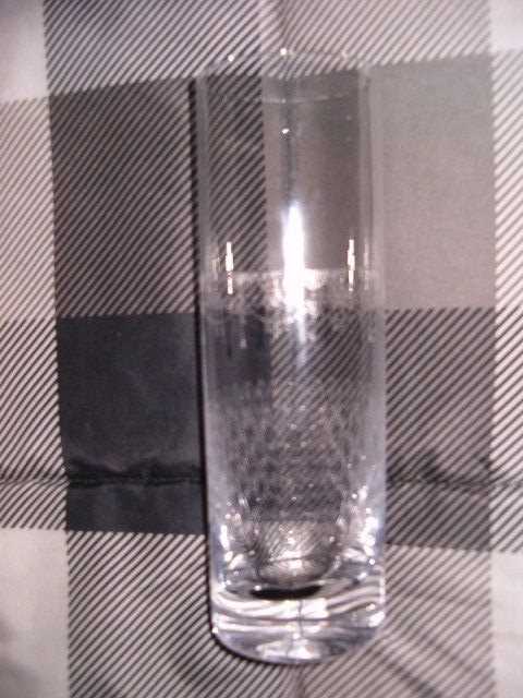 VINTAGE Clear Glass Vase Cut/Etched Stage Curtain 8 5/8