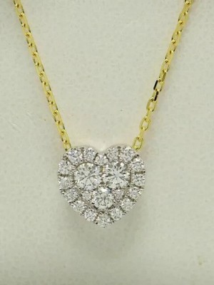1.50 Ct Round Lab Created Diamond Valentine Heart Pendant 14K Yellow Gold Plated