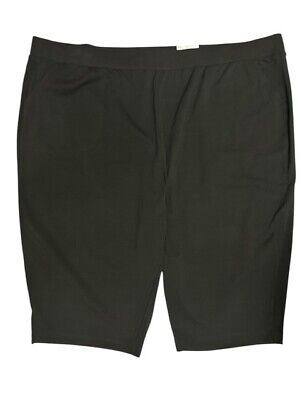 Croft & Barrow 4X Skimmer Pants Long Shorts Black Mid Rise Pull On Stretch Waist