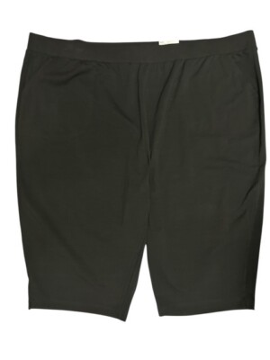 Croft & Barrow 4X Skimmer Pants Long Shorts Black Mid Rise Pull On Stretch Waist