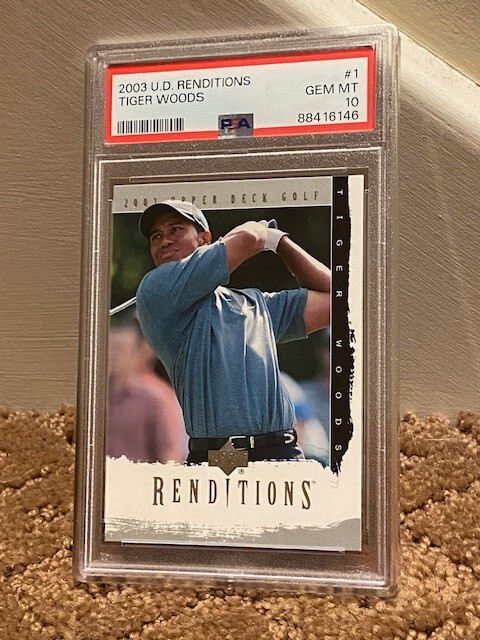手乗りタイガー psa10 2003 U.D. Renditions Tiger Woods PSA 10 #1 Card LOW POP | eBay