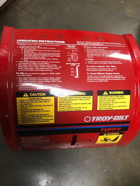 Troy Bilt roto tiller tine shield cover hood # 55076