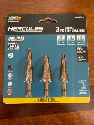 NEW HERCULES 3 pc #1 #2 #3 Cobalt Steel Step Drill Bits HA22-62 Sealed