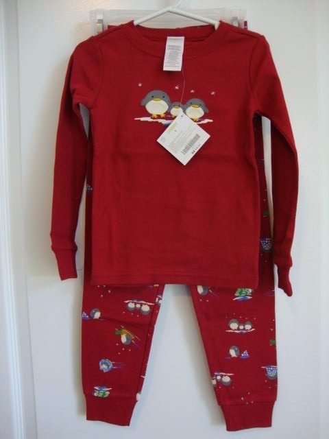 GYMBOREE Holiday Christmas Red Penguins Gymmies Pjs Pajamas Boy Girl 5 - 2 Pairs