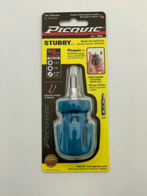 PICQUIC STUBBY Multi Bit Screwdriver  Ideal for the Kitchen drawer Bright Blue 