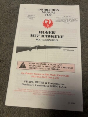 RUGER HAWKEYE M77 OWNERS MANUAL