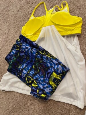 Fabletics set Size XL Two Pieces White, Yellow and Multi