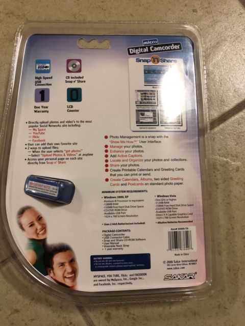 BLUE COLOR Micro Digital Camcorder 3 in 1 Snap n Share Compact New Free Shipping