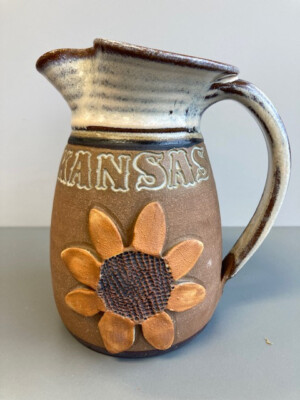 Vintage Steve Ashley 3D Sunflower Kansas Pitcher Art Pottery Hand Thrown