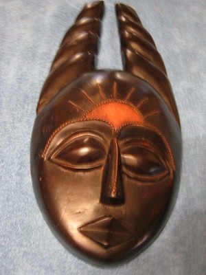 2 Hand Carved Painted Wood Wall Hanging  Mask.... lot of 2