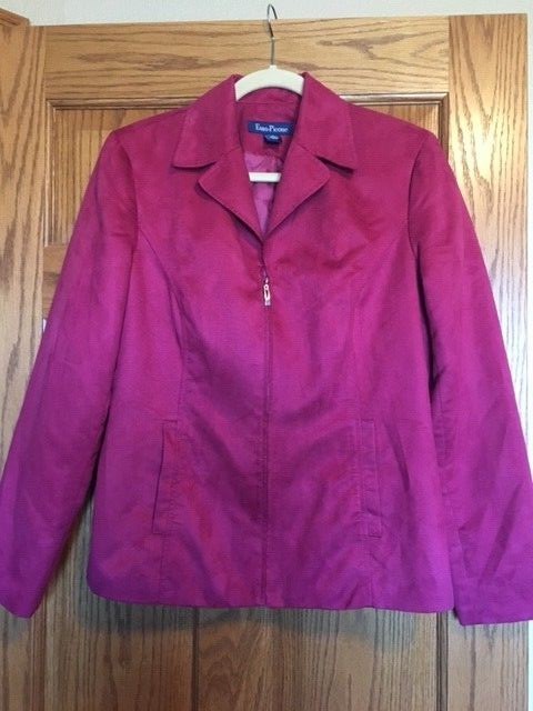 Womens Evan Picone Pink Faux Suede Suit Jacket Blazer Size 10 Gently Used