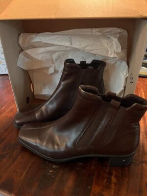 Ecco New York Ladies Womens Leather Ankle Booties US Size 8-8-5 EU Size 39 Brown