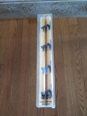 NEW Et Al Designs Beeswax Hand Painted Taper Candles (2) ~ Scaredy Cat