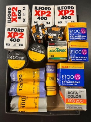 Lot of 17 Rolls of Ilford and Kodak  120 and 35 mm Film -  Expired 1988-2006