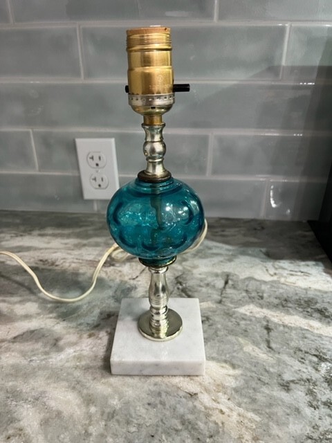 Vintage Blue Glass Lamp With Marble Base Made In Italy | eBay