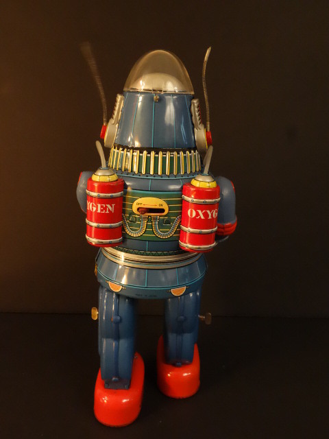 ALL ORIGINAL NOMURA ROSKO ASTRONAUT ROBOT BATTERY OPERATED + BOX JAPAN 1962