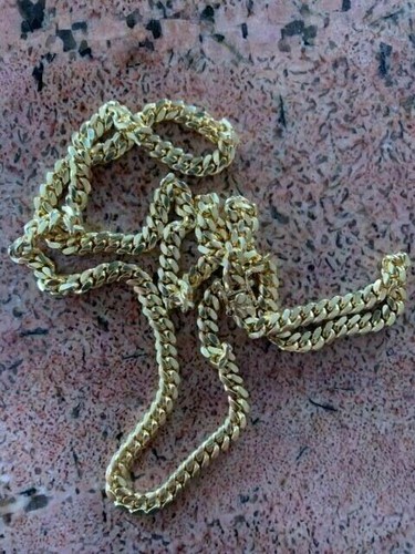 Pre-owned Silver Men's Miami Cuban Link Chain Bracelet 14k Gold Plated Solid 925  Box Lock