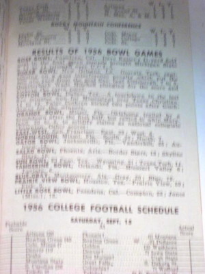 Vintage 1956 College & Professional  Football Schedule NFL Early Times Whiskey
