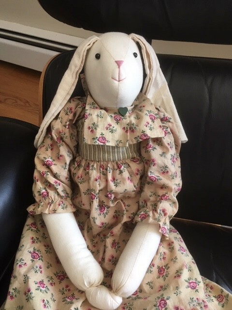 Handmade Muslin Stuffed Lop Eared Rabbit Folk Art Bunny Large 25” Easter Gift