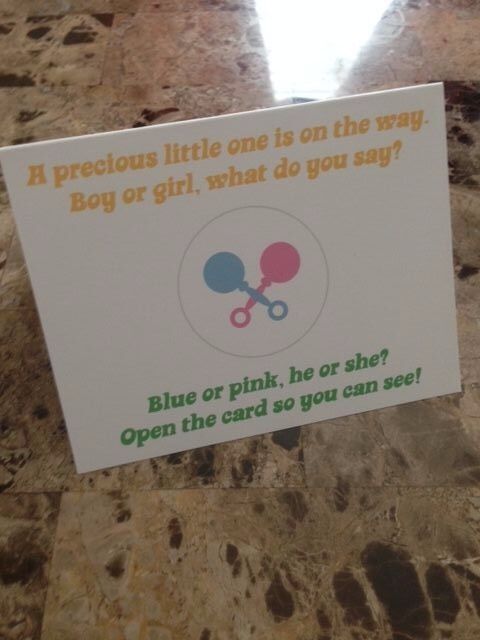 Pregnancy announcement card - Gender reveal! Blank inside.