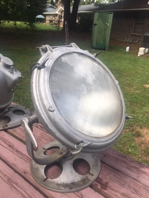 2 Antique Vintage Navy Maritime Industrial Crouse Hinds Spotlight Search Lights