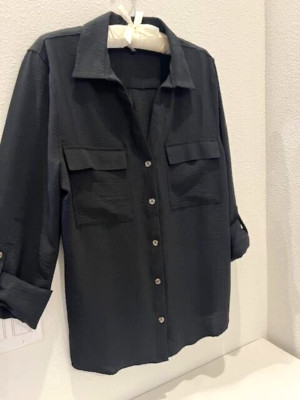 ***FRED&DAVID***NWOT***WOMENS BLACK SHIRT LONG SLEEVE L
