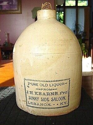 1890s KEARNS SALOON Lebanon KENTUCKY Whiskey KY. Liquor BAR bottle STONEWARE jug