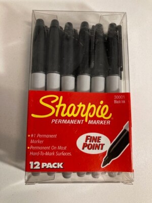 12 Markers Sharpie Black Fine Point Permanent Markers, 30001