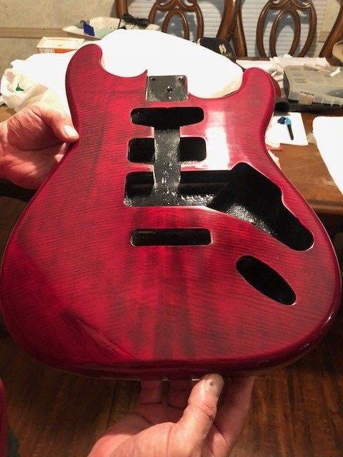 MIDNIGHT WINE FLAME MAPLE STRAT BODY NEW