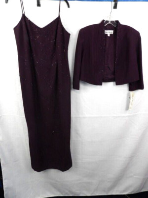 Karen Miller 2-Piece Mother of the Bride/Groom Eggplant Beaded Gown NWT 12P