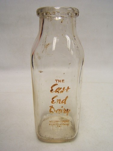 Vintage East End Dairy One Pint Milk Bottle 7.25