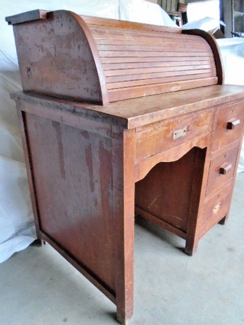 Antique Child's Rolltop Desk, custom made solid maple wood, 4 drawers w/locks