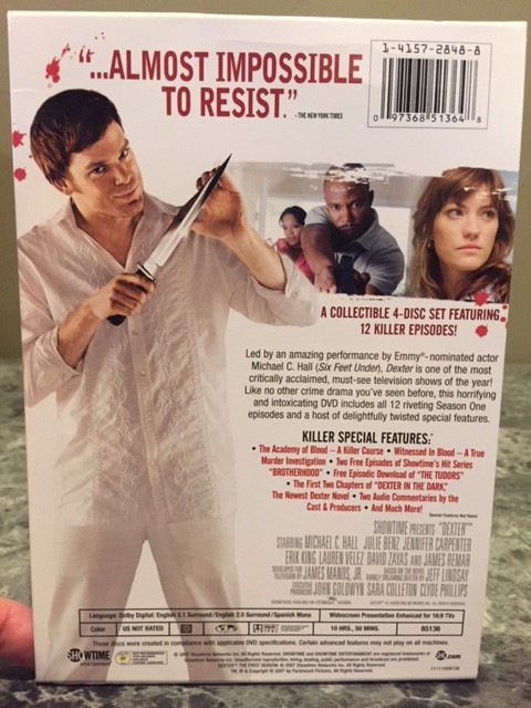 Dexter Season 1 DVD Empty Slide Case NO DISCS INCLUDED Showtime Entertainment